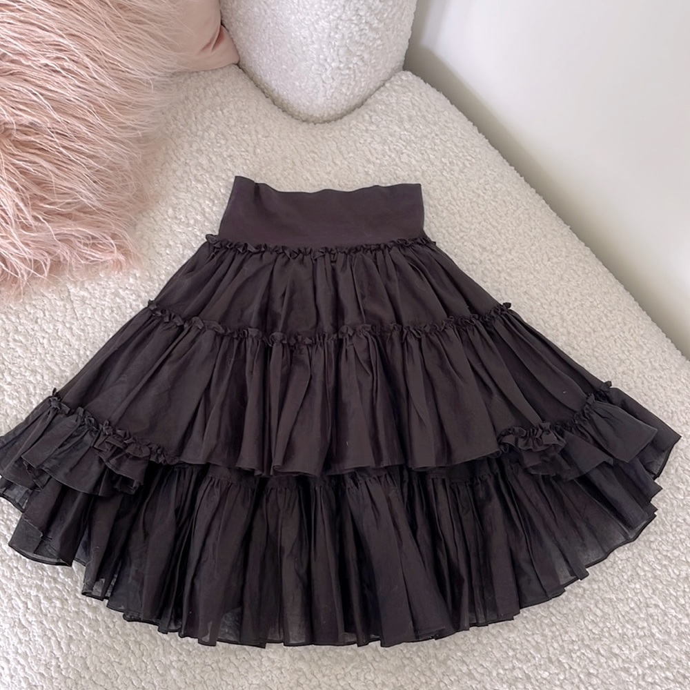 Jean Paul Gaultier girls beautiful high low black ruffle skirt